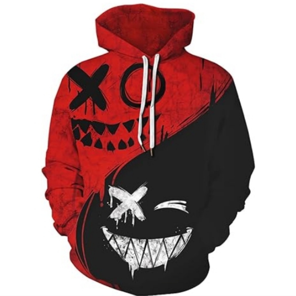 3D Print Pullover Hoodie Sweatshirt Women /Men Black /Red